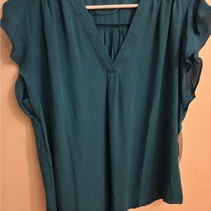 Chaus Deep Teal V-Neck Blouse